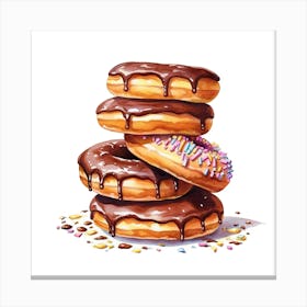 Stack Of Chocolate Donuts 2 Canvas Print