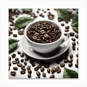 Coffee Beans And Leaves 9 Canvas Print