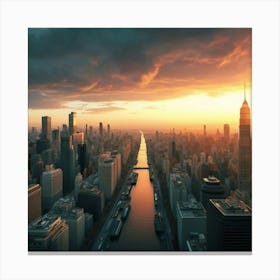 New York City At Sunset Canvas Print