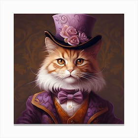 Aristocatic Cat In Purple And Orange Canvas Print