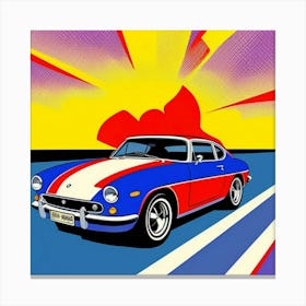 Red Auto with Vibrant Comic Halftone Details Canvas Print