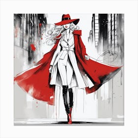 Red Coat Lady Canvas Print
