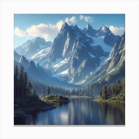 Lake front of mountains Canvas Print