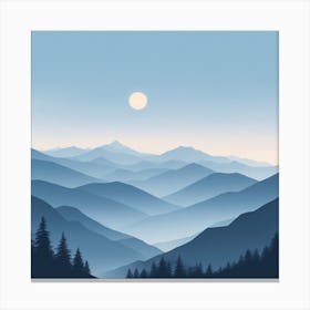 Misty mountains background in blue tone 22 Canvas Print
