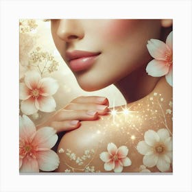 Beautiful Woman With Flowers 2 Canvas Print