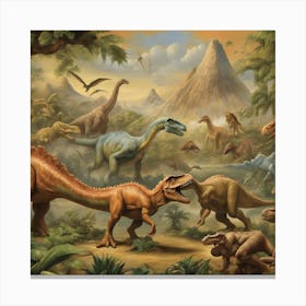 Dinosaurs In The Jungle 7 Canvas Print