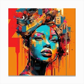 Woman With Colorful Hair Canvas Print