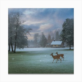 Deer In The Snow 19 Canvas Print