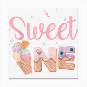 Funny Sweet One Ice Cream 1st Birthday Family Matching Canvas Print