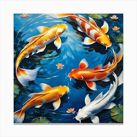 The Mesmerizing Dance Of Koi Fish Canvas Print