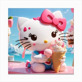 Hello kitty with ice-cream 1 Canvas Print