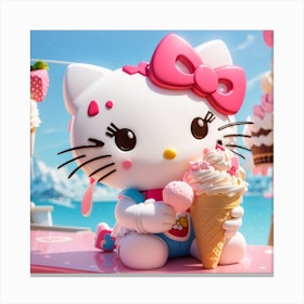 Hello kitty with ice-cream 1 Art Print by Musty - Fy