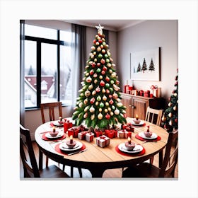 Christmas Tree In Dining Room Canvas Print
