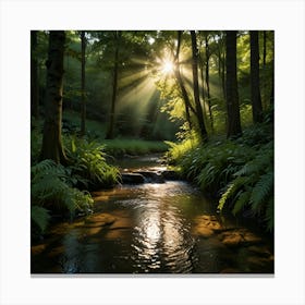 Sunbeams In The Forest Paintings Art Print Canvas Print