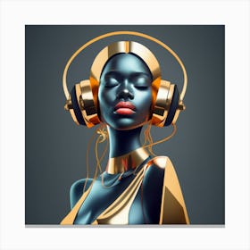 Woman With Headphones 50 Canvas Print