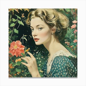 Girl In A Garden 23 Canvas Print