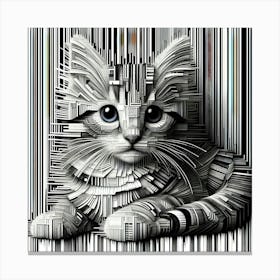Cat In A Barcode Canvas Print