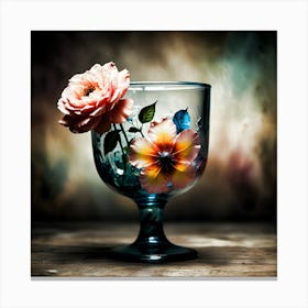 Glass Vase With Flowers Canvas Print