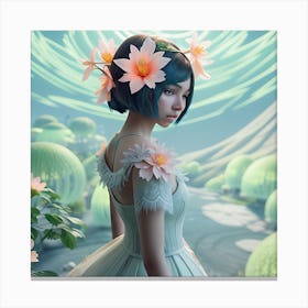 Girl With Flowers Canvas Print