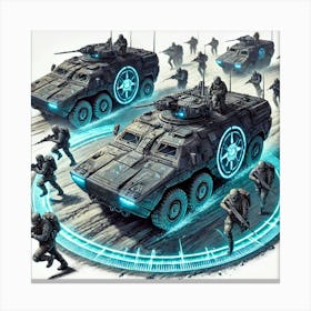 Shielded Apcs Transporting Troops Canvas Print