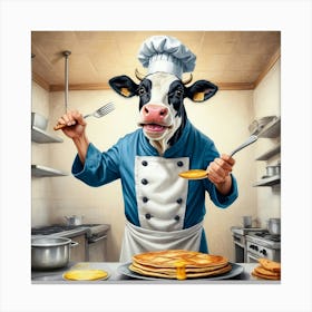 Cow In The Kitchen 3 Canvas Print