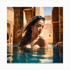 Peaceful Morocco Sexy Woman Swiming Pool Cach Ces (2) Canvas Print