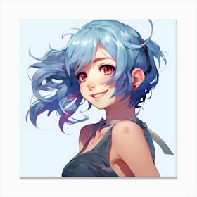 Anime Girl With Blue Hair 1 Canvas Print