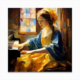 Girl Playing The Piano Canvas Print