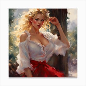 Girl In Red Skirt Canvas Print