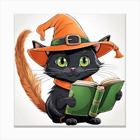Cute Cat Halloween Pumpkin (39) Canvas Print