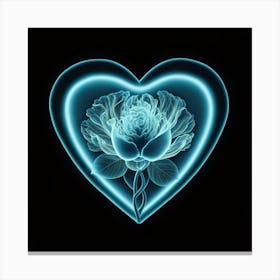 Neon Rose In A Heart Canvas Print