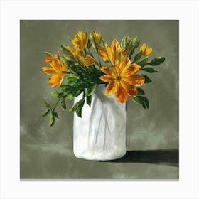 Yellow Lilies In A Vase 1 Canvas Print