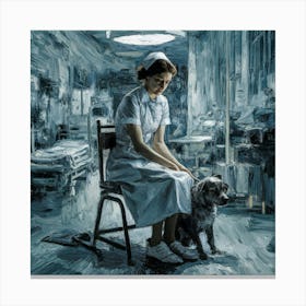 Nurse And A Dog veterinarian Wall Art Canvas Print