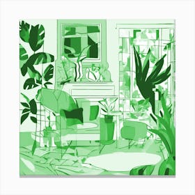 Abstract Broken Reality Green Tones 1 Canvas Print