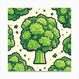 Cartoon Broccoli Canvas Print