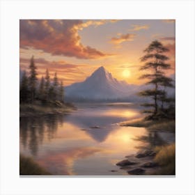 Sunset By The Lake Canvas Print