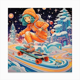 Skateboarder Girl Canvas Print