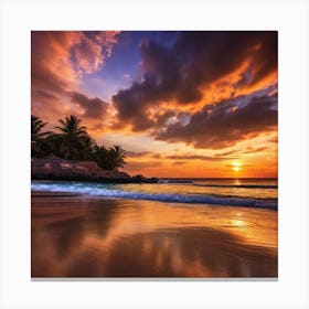 Sunset On The Beach 276 Canvas Print