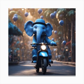 Elephant On A Motorcycle Canvas Print