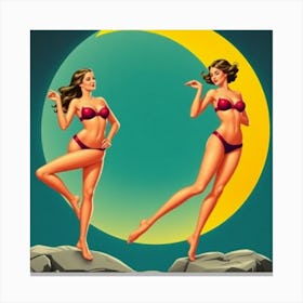 Two Women In Bikinis Canvas Print