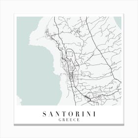 Santorini Greece Street Map Minimal Color Square Canvas Print