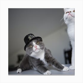 Two Cats In A Hat Canvas Print