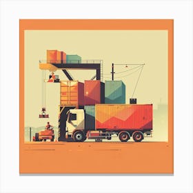 Truck With A Crane Canvas Print