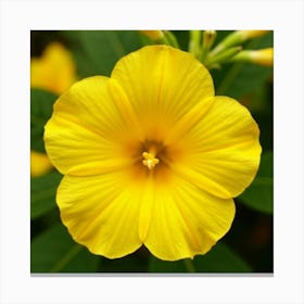 A Vivid Close Up Of A Bright Yellow Trumpet Flower Canvas Print