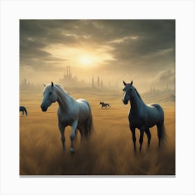 Horses In A Field 28 Canvas Print