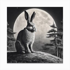 Rabbit In The Moonlight Canvas Print