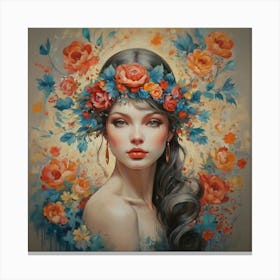 Girl With Flowers 2 Canvas Print