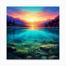 Sunset In The Lake Canvas Print