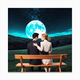 Couple Sitting On A Bench 10 Canvas Print