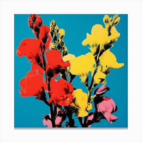 Andy Warhol Style Pop Art Flowers Snapdragon 2 Square Canvas Print